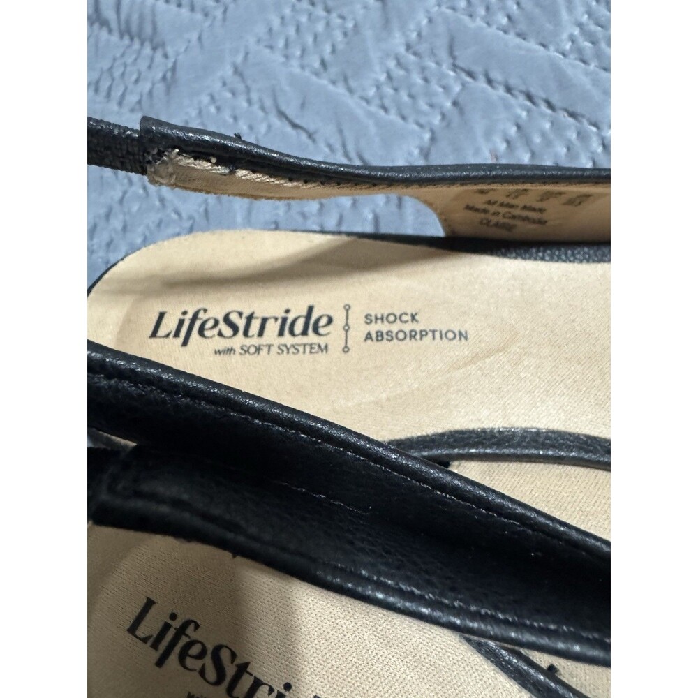 Lifestride Claire Sling back Black Shoes Size 7M Classic Office 1 Inch Heel New - Picture 4 of 8